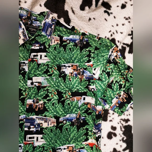"ROPER" MEN'S 80'S/90'S ALL OVER COWBOY PRINT MOTIF SHORT SLEEVE - GREEN MULTI - Picture 3 of 4
